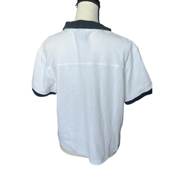 REI + Outdoor Afro Medium Women's Cropped White Polo Shirt With Black Collar - Picture 5 of 7